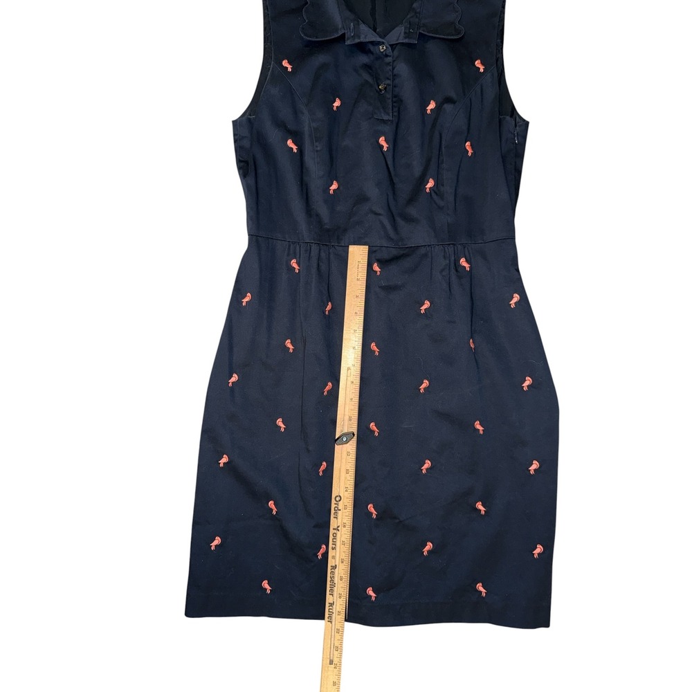 Brooks Brothers Dress Womens 10 Navy Blue Bird Embroidered Scallop Collar - Picture 7 of 7
